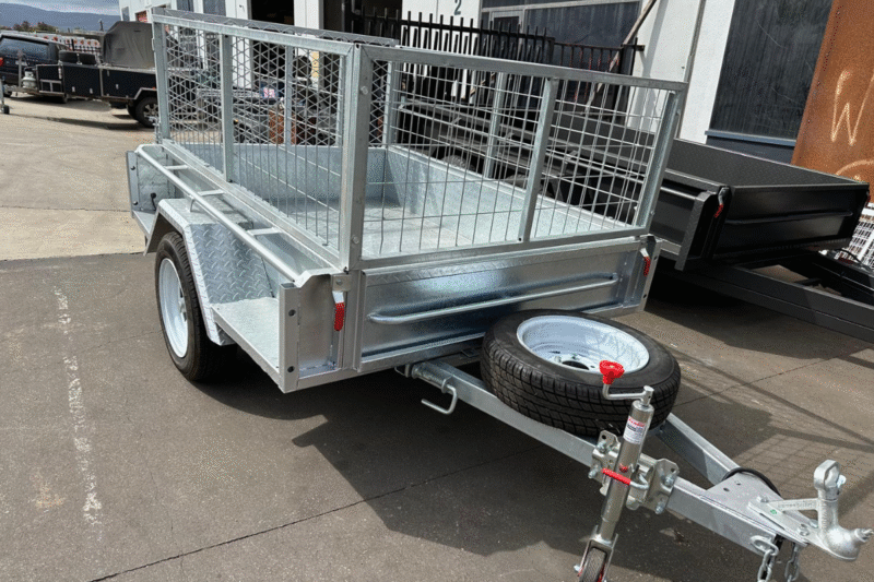 6x4 Galvanised Box Cage With Ramp Single Axle Trailer