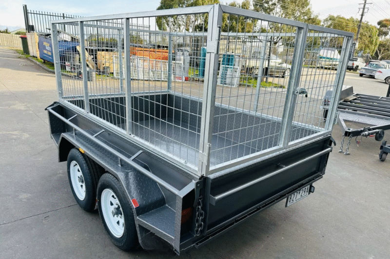 7x5 Tandem Heavy Duty 2ft High Cage Double Axle Trailer