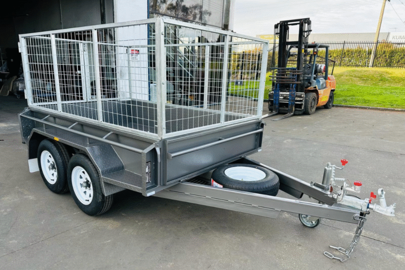 7x5 Tandem Heavy Duty 3ft High Cage Double Axle Trailer