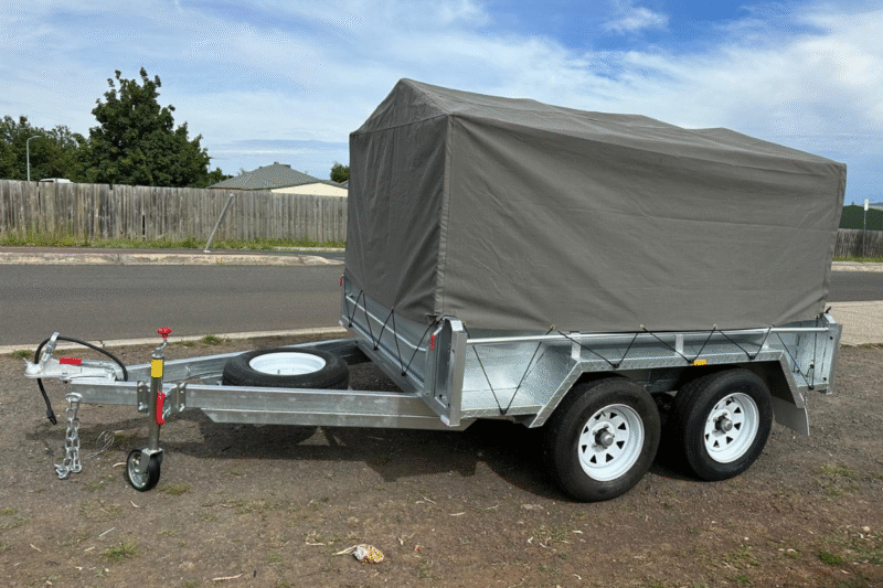 8x5 Tandem Galvanised Cage & Canvas Cover Trailer