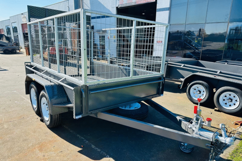 8x5 Tandem Heavy Duty With 2ft High Cage Double Axle Trailer